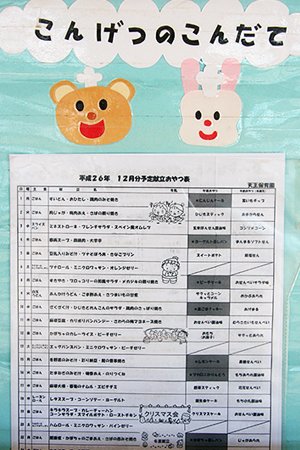 天王保育園　こんだて