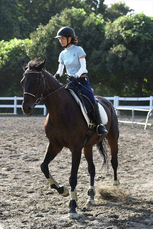 乗馬を練習する参加者