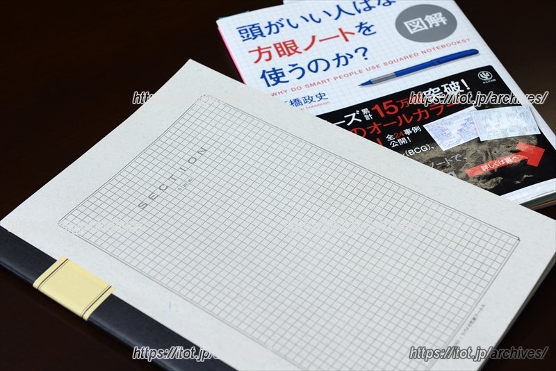 実際に生徒たちが使用している方眼ノートと参考書
