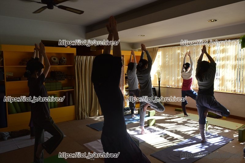 ヨガクラスレッスン中の様子