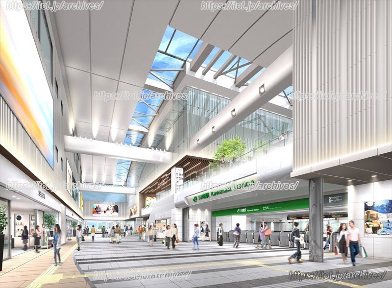 北口改札付近のパース画像（提供：川崎市まちづくり局 市街地整備部地域整備推進課）
※パースはイメージであり、実際の整備内容と異なる場合があります。