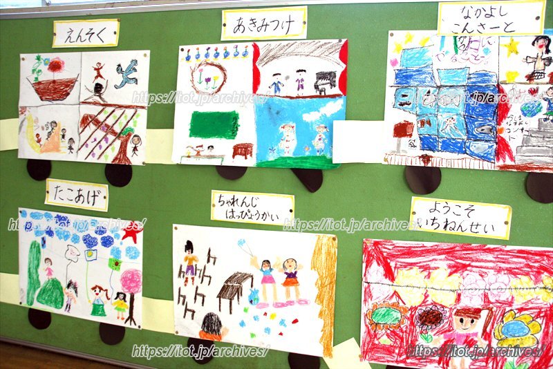 思い出を絵に。子どもたちにとって各行事が印象に残っていることが伝わってくる
