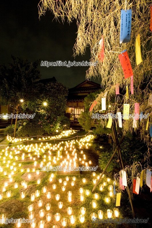 「七夕の節供」の室礼。777本のロウソクが天の川に見立てて飾られている