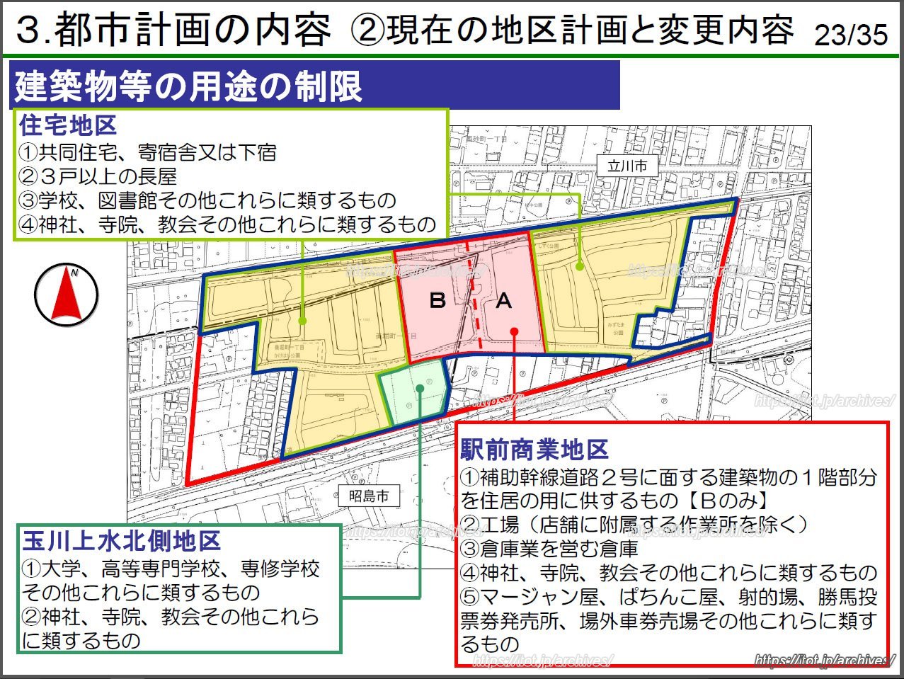 土地利用の方針（西武立川駅南口地区に関する 都市計画素案説明会資料より）