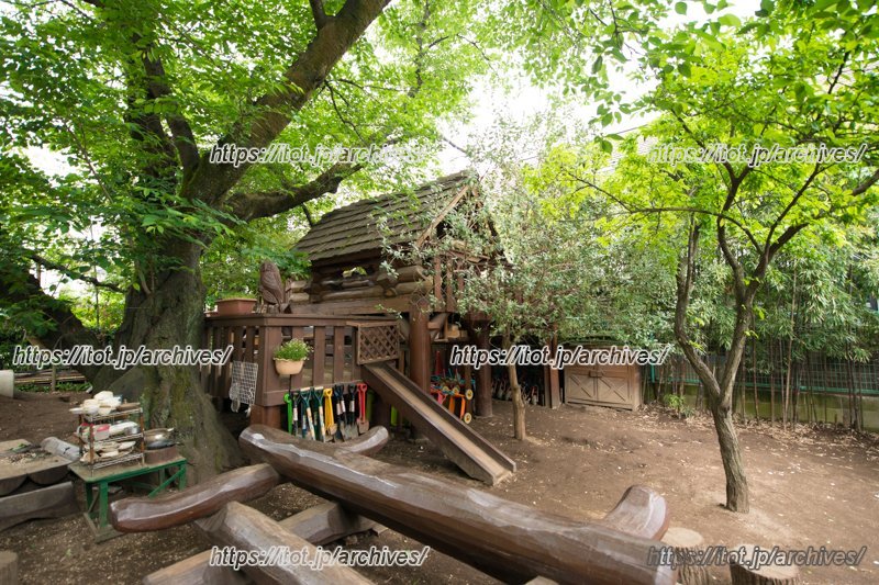 太いログで造られた遊具