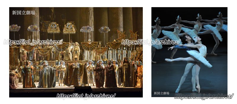 「アイーダ」と「白鳥の湖」の公演の様子