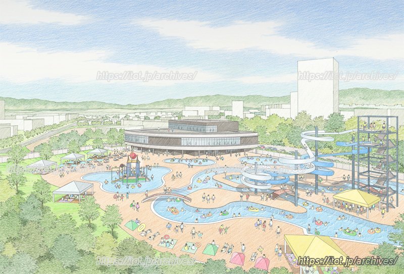 「原山公園」外観パース(屋外プール等施設)