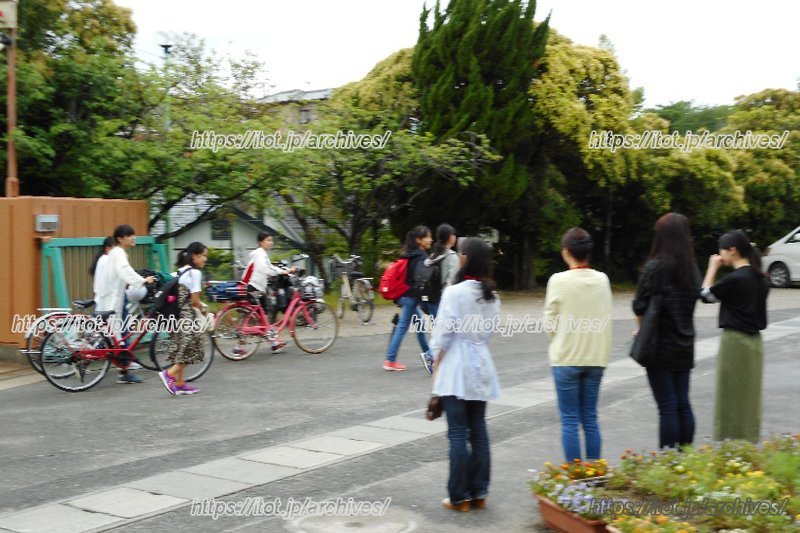 「挨拶運動」の様子（提供：富雄南中学校）