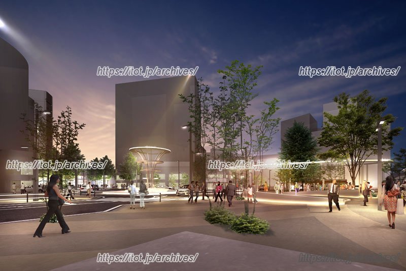 「大塚」駅北口整備イメージ（夜）（提供：豊島区）