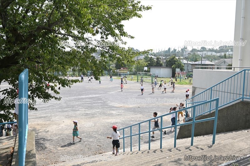 校舎からグラウンドを眺める