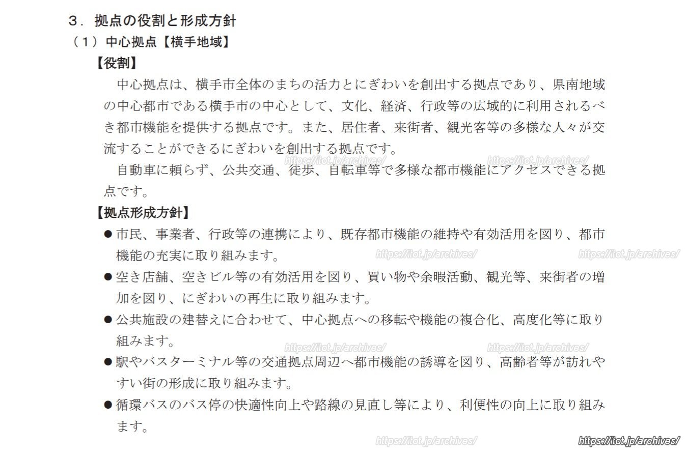 中心拠点（横手地域）の役割と形成方針（出典：横手市「都市計画マスタープラン」改正版）