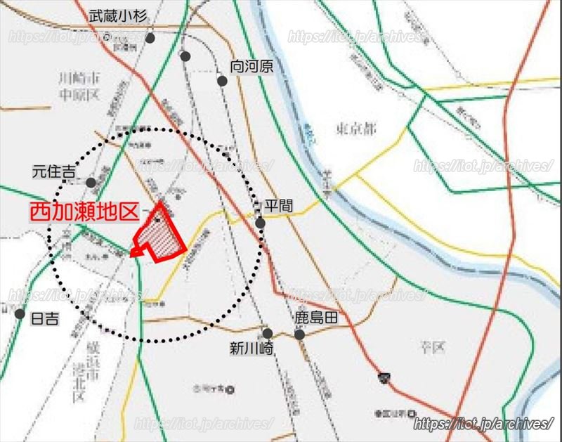 「西加瀬地区」の位置