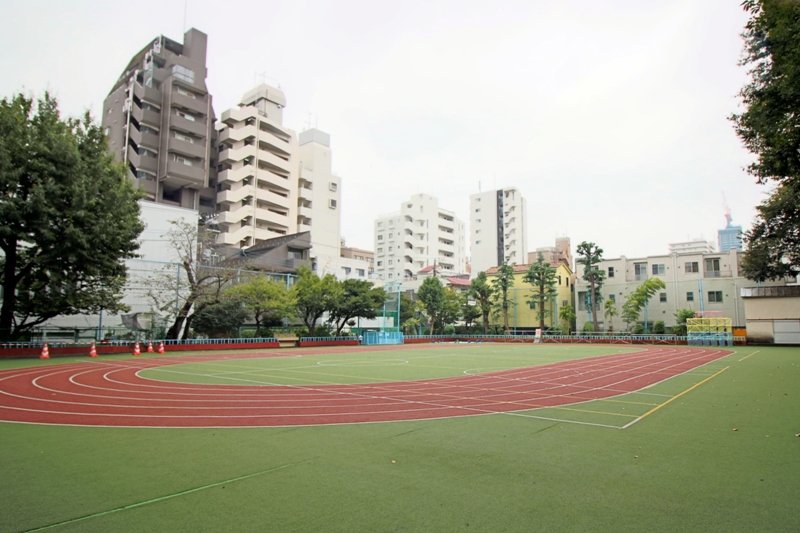 人工芝が敷かれた校庭