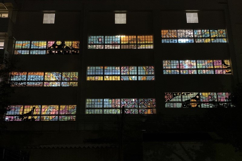 「輝響祭」で展示されたステンドグラス