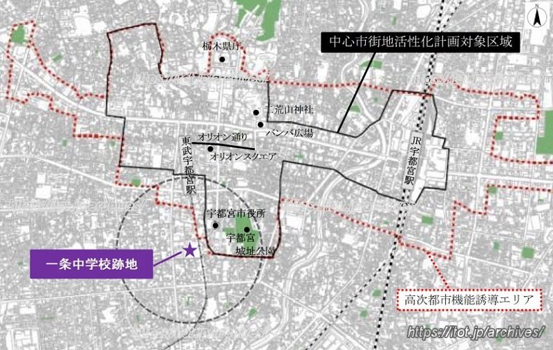 一条中学校跡地の位置図