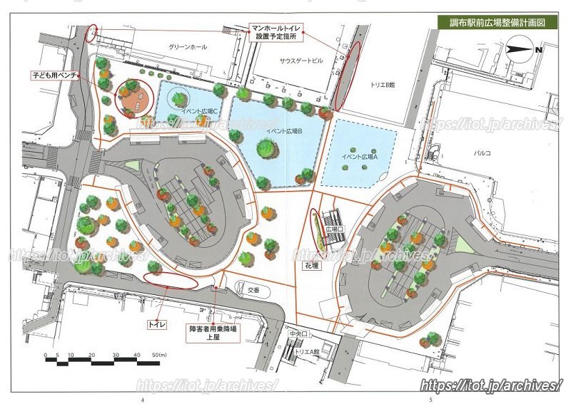 最新版の「調布駅前広場整備計画図」（※クリックすると拡大します）