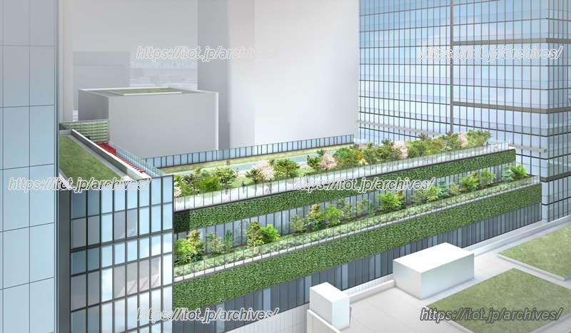 「旧芝離宮恩賜庭園」と接する屋上庭園の緑化 （イメージパース）