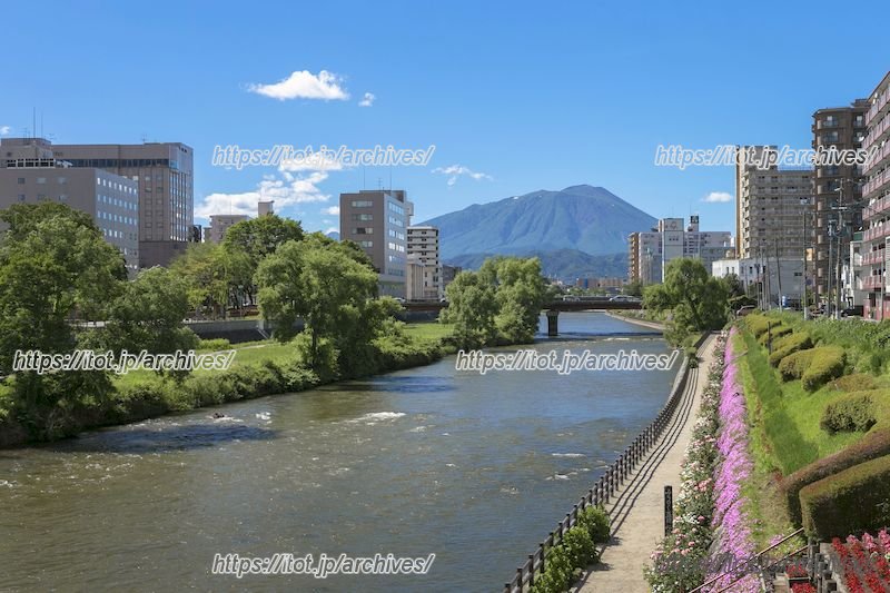 岩手山と開運橋(提供:盛岡市役所)