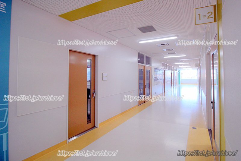 明るく広々とした廊下