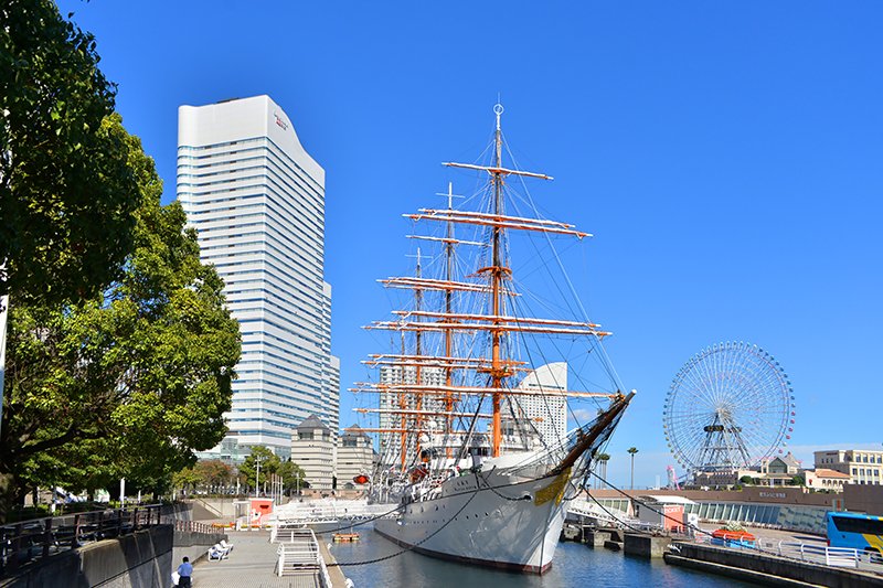 みなとみらい21地区の「帆船日本丸」。1930（昭和5）年に建造され、世界を航海した練習帆船の現物です！