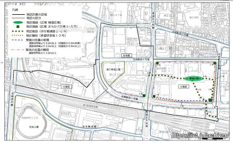 『あまがさき緑遊新都心地区地区計画 計画図の内容』(出典:尼崎市)