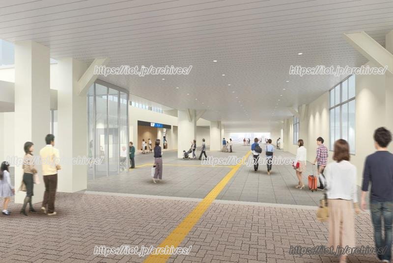 自由通路拡幅工事の完成イメージ（出典：「藤沢駅周辺再整備まちづくりニュース 第10号」）