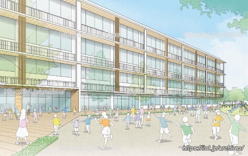 「町田市立南第一小学校」新校舎イメージ（引用：「町田市南第一小学校地区 新たな学校づくり基本計画」）
